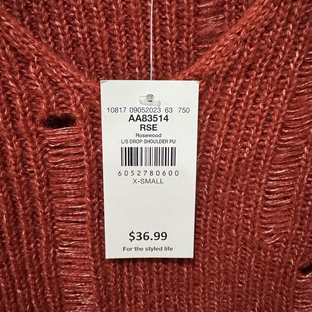 Women's Red Knit Sweater by Daytrip| Destructed | Boho| Buckle| - Picture 5 of 7